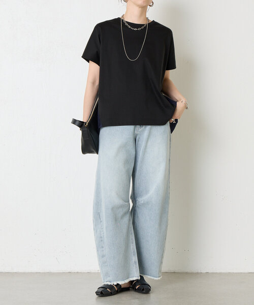 Jena espace merveilleux（ジェナ　エスパスメルヴェイユ）の「【大人の切替Ｔ】バックラインシルケットカットソー（Tシャツ/カットソー・レディース・オフホワイト/チャコールグレー/ブラック・FREE）」の11枚目の写真