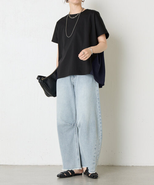 Jena espace merveilleux（ジェナ　エスパスメルヴェイユ）の「【大人の切替Ｔ】バックラインシルケットカットソー（Tシャツ/カットソー・レディース・オフホワイト/チャコールグレー/ブラック・FREE）」の12枚目の写真