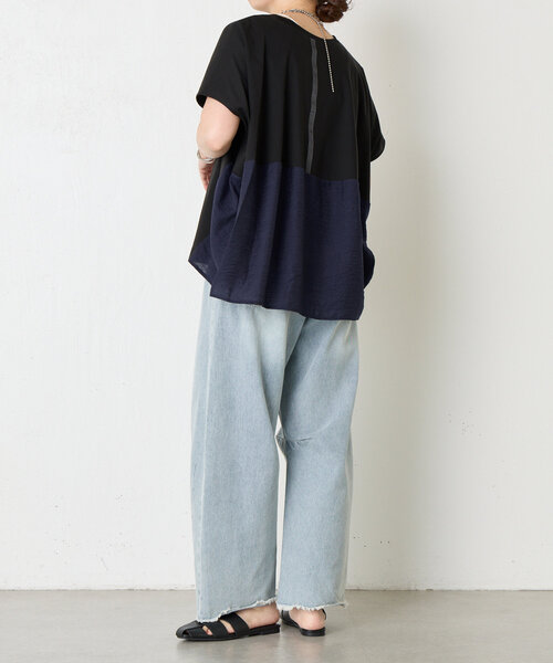 Jena espace merveilleux（ジェナ　エスパスメルヴェイユ）の「【大人の切替Ｔ】バックラインシルケットカットソー（Tシャツ/カットソー・レディース・オフホワイト/チャコールグレー/ブラック・FREE）」の13枚目の写真