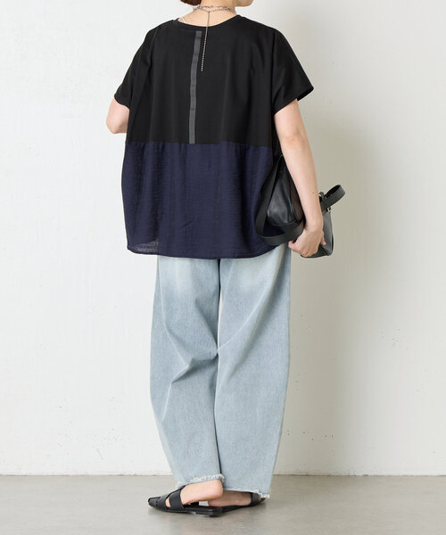 Jena espace merveilleux（ジェナ　エスパスメルヴェイユ）の「【大人の切替Ｔ】バックラインシルケットカットソー（Tシャツ/カットソー・レディース・オフホワイト/チャコールグレー/ブラック・FREE）」の14枚目の写真