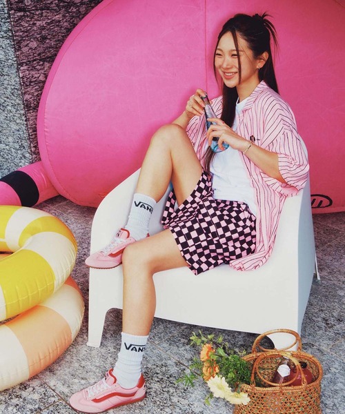 VANS（バンズ）の「RIROO ウィメンズ DOG チェッカーショーツ（その他パンツ・レディース・オフホワイト/ピンク・X-LARGE/MEDIUM/SMALL/LARGE/XX-LARGE）」の12枚目の写真