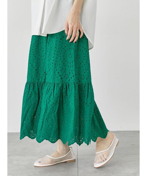 Lugnoncure（ルノンキュール）の「アイレットレーススカート（スカート・レディース・オフホワイト/ブラック/グリーン・F）」の3枚目の写真