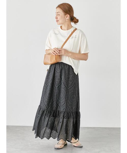 Lugnoncure（ルノンキュール）の「アイレットレーススカート（スカート・レディース・オフホワイト/ブラック/グリーン・F）」の7枚目の写真