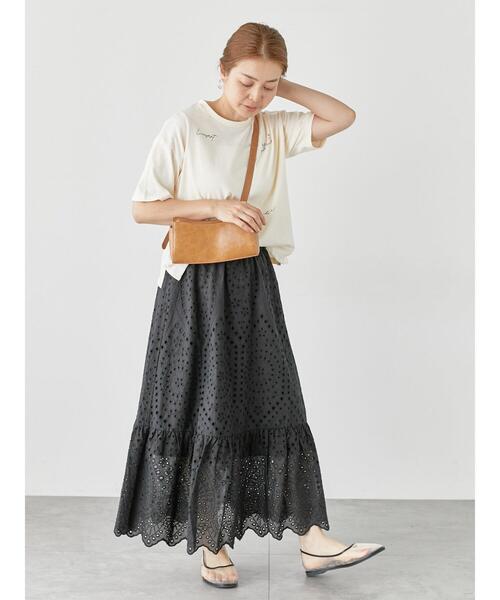 Lugnoncure（ルノンキュール）の「アイレットレーススカート（スカート・レディース・オフホワイト/ブラック/グリーン・F）」の6枚目の写真