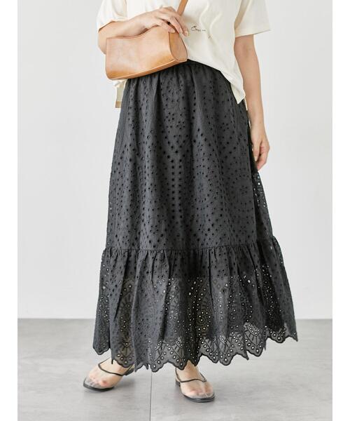Lugnoncure（ルノンキュール）の「アイレットレーススカート（スカート・レディース・オフホワイト/ブラック/グリーン・F）」の5枚目の写真