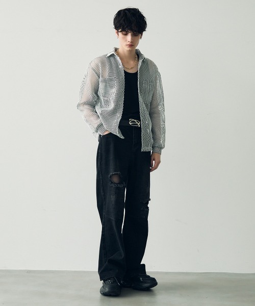 Shoowtime(ショウタイム)の「Knee-tuck distressed vintage denim pants / ニータックダメージヴィンテージデニムパンツ(デニムパンツ・メンズ・ブラック/ブルー・MEDIUM/X-LARGE/LARGE)」の10枚目の写真
