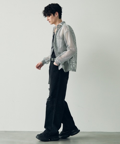 Shoowtime(ショウタイム)の「Knee-tuck distressed vintage denim pants / ニータックダメージヴィンテージデニムパンツ(デニムパンツ・メンズ・ブラック/ブルー・MEDIUM/X-LARGE/LARGE)」の15枚目の写真