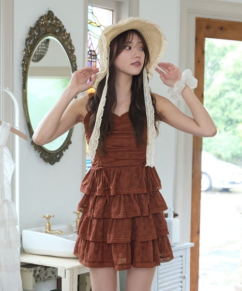 セール】フラワーレースフリルミニワンピース（ワンピース