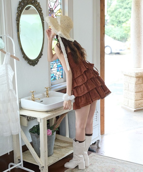 数量限定！関税送料込 MAJE フローラル キュプロ ミニワンピース XSサイズあり【Glossy/グロッシー】バストオープンショルダー