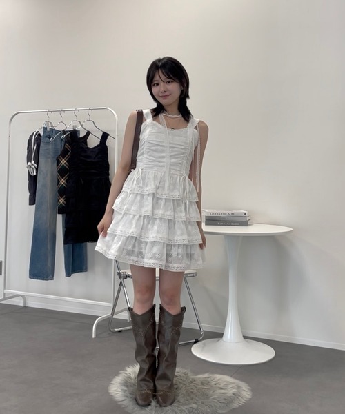 フラワーレースフリルミニワンピース（ワンピース）｜RGRG