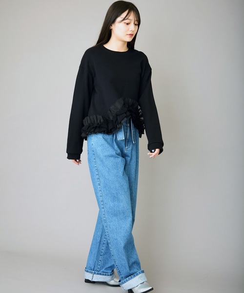 AVIE（アビィ）の「フリルデザインスウェット（スウェット・レディース・トップグレー/ブラック・38）」の21枚目の写真