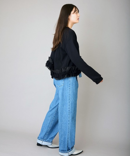 AVIE フリルデザインスウェット AVIE（アビィ） トレーナー スウェット フリルデザインスウェット