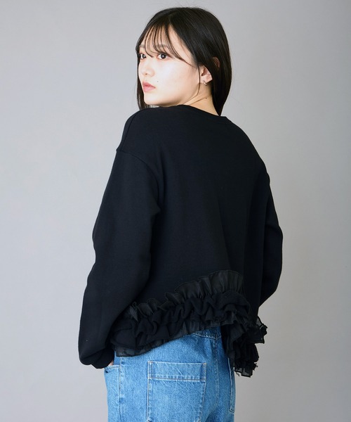 AVIE（アビィ）の「フリルデザインスウェット（スウェット・レディース・トップグレー/ブラック・38）」の13枚目の写真