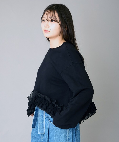 AVIE（アビィ）の「フリルデザインスウェット（スウェット・レディース・トップグレー/ブラック・38）」の12枚目の写真