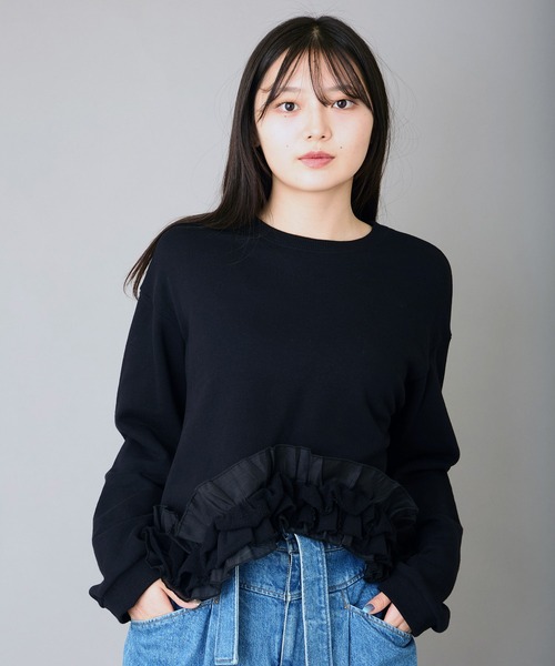 AVIE（アビィ）の「フリルデザインスウェット（スウェット・レディース・トップグレー/ブラック・38）」の11枚目の写真