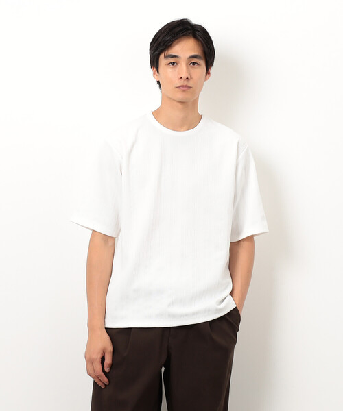 COMME CA ISM(コムサイズム)の「リンクス ストライプTシャツ(Tシャツ/カットソー・メンズ・ホワイト/ブラック・MEDIUM/LARGE/X-LARGE)」の6枚目の写真