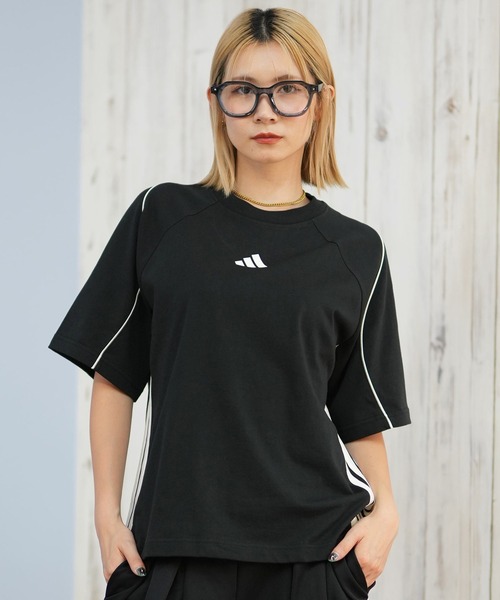 adidas(アディダス)の「adidas/アディダス W STADIUM Tシャツ スリーストライプス JZQ95(Tシャツ/カットソー・レディース・オフホワイト/ブラック・M/L)」の12枚目の写真