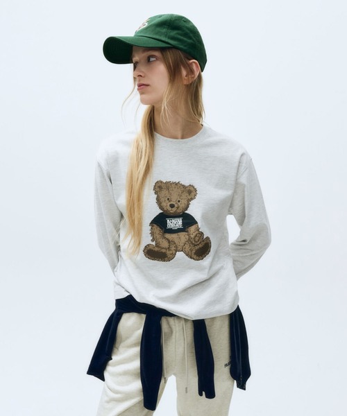 MARITHE + FRANCOIS GIRBAUD(マリテフランソワジルボー)の「DOODLE BEAR LONG SLEEVE(Tシャツ/カットソー・レディース・ヘザーグレー/ネイビー/ホワイト・MEDIUM/LARGE/SMALL)」の2枚目の写真