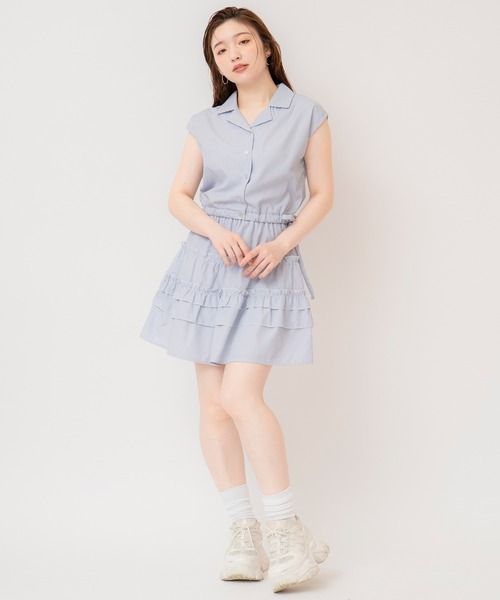 REDYAZEL（レディアゼル）の「ストライプブラウス×ティアードスカートセットアップ（セットアップ・レディース・ホワイト/ブルー/サックスブルー・FREE）」の5枚目の写真