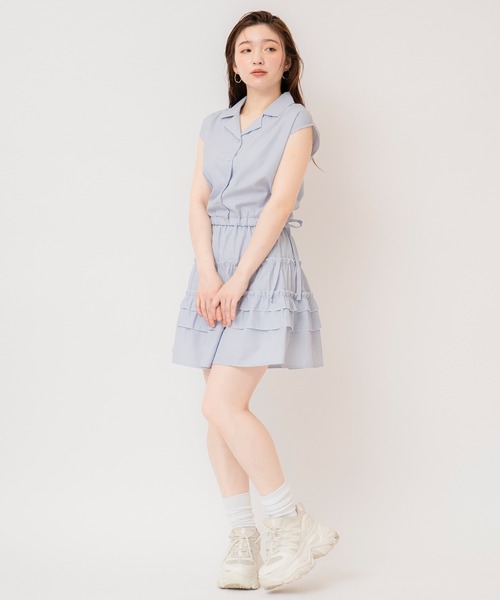 REDYAZEL（レディアゼル）の「ストライプブラウス×ティアードスカートセットアップ（セットアップ・レディース・ホワイト/ブルー/サックスブルー・FREE）」の6枚目の写真