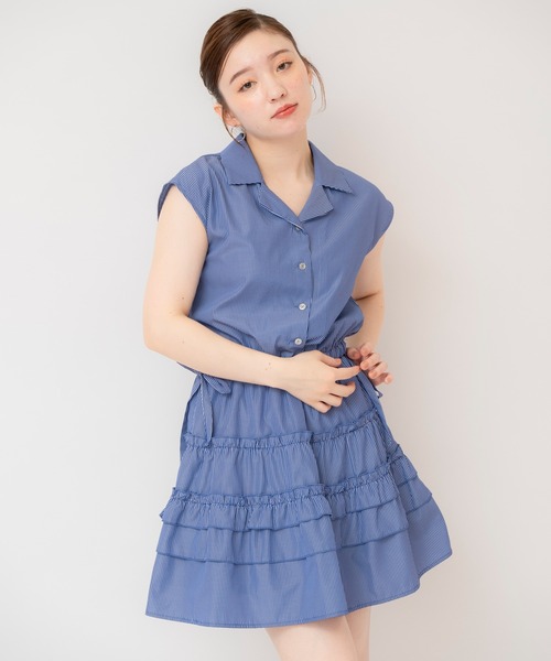 REDYAZEL（レディアゼル）の「ストライプブラウス×ティアードスカートセットアップ（セットアップ・レディース・ホワイト/ブルー/サックスブルー・FREE）」の12枚目の写真