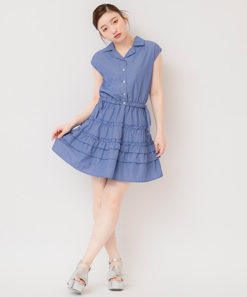 REDYAZEL（レディアゼル）の「ストライプブラウス×ティアードスカートセットアップ（セットアップ・レディース・ホワイト/ブルー/サックスブルー・FREE）」の11枚目の写真