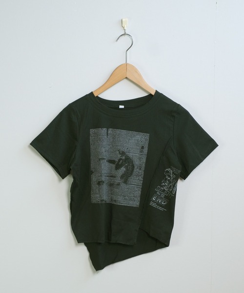 shopnikoniko(ショップニコニコ)の「チビT 半袖 ショート丈 アシンメトリー 韓国ファッション y2k Tシャツ クロップド丈 プリント ピチT(Tシャツ/カットソー・レディース・グレー/ブラック/ホワイト・フリー)」の19枚目の写真