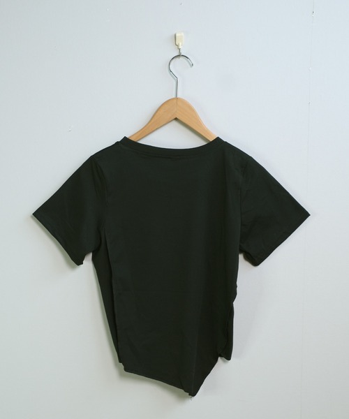 shopnikoniko(ショップニコニコ)の「チビT 半袖 ショート丈 アシンメトリー 韓国ファッション y2k Tシャツ クロップド丈 プリント ピチT(Tシャツ/カットソー・レディース・グレー/ブラック/ホワイト・フリー)」の22枚目の写真