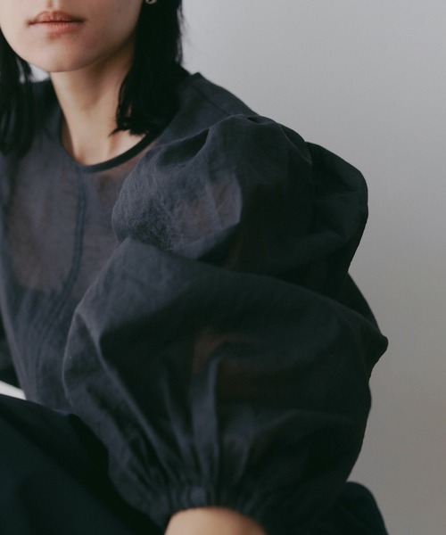 MANOF（マノフ）の「SHEER GATHER BLOUSE（シャツ/ブラウス・レディース・ブルー/ブラック/ピンク・S/M）」の16枚目の写真