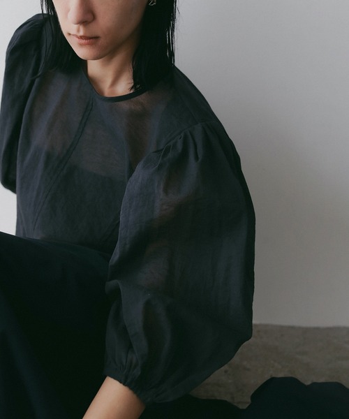 MANOF（マノフ）の「SHEER GATHER BLOUSE（シャツ/ブラウス・レディース・ブルー/ブラック/ピンク・S/M）」の17枚目の写真