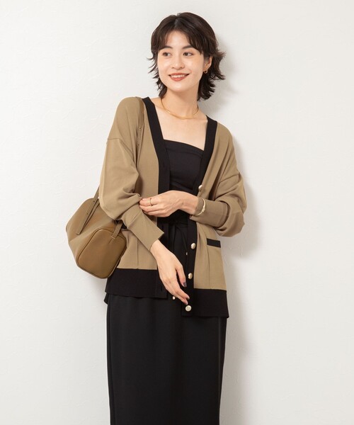 ノーリーズ 総針配色Vカーディガン nolley’s 新品タグ付 NOLLEY'S｜《手洗い可能》マルチファンクション配色Vネック