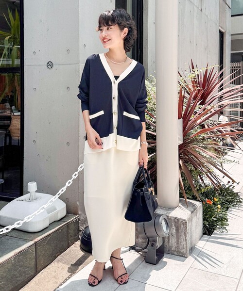 セール】《手洗い可能》マルチファンクション配色Vネックカーディガン