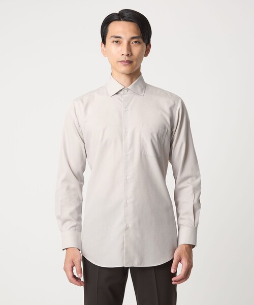 コットン ブロード ショートワイドカラー ドレスシャツ -形態安定