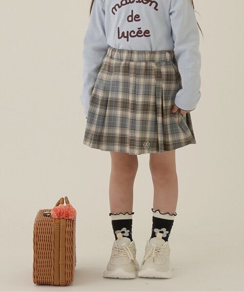 Lycee mine（リセマイン）の「アソートチェック・ランダムプリーツスカート(インパン付き)（スカート・キッズ・ブラック/ベージュ/レッド/グリーン/グレー・110cm/140cm/100cm/120cm/130cm/150cm）」の3枚目の写真