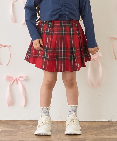 Lycee mine（リセマイン）の「アソートチェック・ランダムプリーツスカート(インパン付き)（スカート・キッズ・ブラック/ベージュ/レッド/グリーン/グレー・110cm/140cm/100cm/120cm/130cm/150cm）」の5枚目の写真