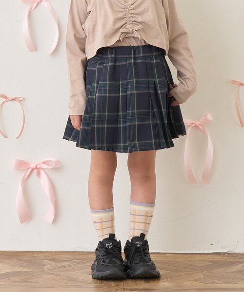 Lycee mine（リセマイン）の「アソートチェック・ランダムプリーツスカート(インパン付き)（スカート・キッズ・ブラック/ベージュ/レッド/グリーン/グレー・110cm/140cm/100cm/120cm/130cm/150cm）」の4枚目の写真