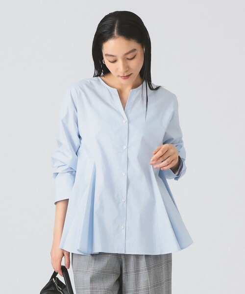 Ray BEAMS（レイビームス）の「キーネック フレア ブラウス（シャツ/ブラウス・レディース・サックスブルー/ブラック/ブラウン系その他2・ONE SIZE）」の3枚目の写真