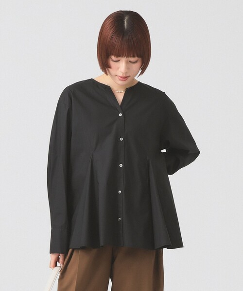 Ray BEAMS（レイビームス）の「キーネック フレア ブラウス（シャツ/ブラウス・レディース・サックスブルー/ブラック/ブラウン系その他2・ONE SIZE）」の2枚目の写真