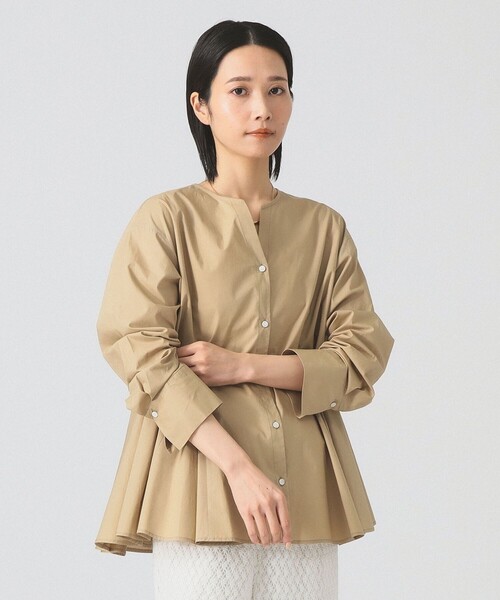 Ray BEAMS（レイビームス）の「キーネック フレア ブラウス（シャツ/ブラウス・レディース・サックスブルー/ブラック/ブラウン系その他2・ONE SIZE）」の4枚目の写真