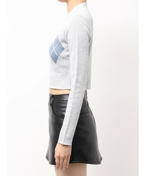 GYDA（ジェイダ）の「Symmetry GYDA アーガイルニットトップス（ニット/セーター・レディース・グレー/ブラック・FREE）」の4枚目の写真