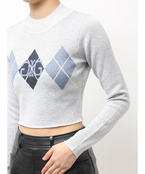 GYDA（ジェイダ）の「Symmetry GYDA アーガイルニットトップス（ニット/セーター・レディース・グレー/ブラック・FREE）」の7枚目の写真