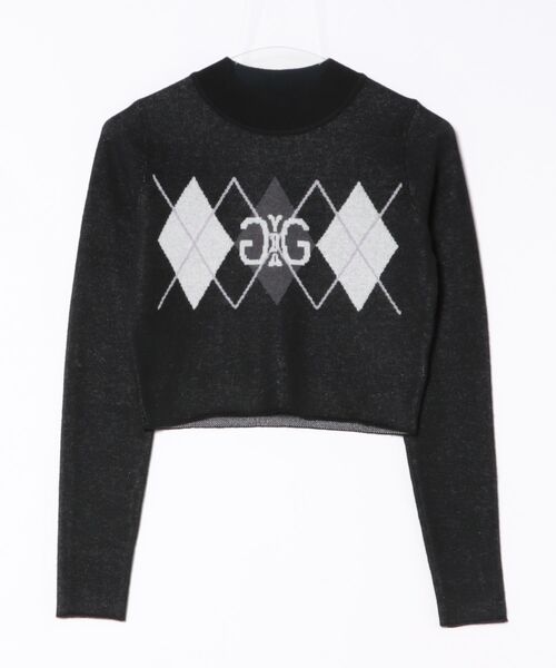 GYDA（ジェイダ）の「Symmetry GYDA アーガイルニットトップス（ニット/セーター・レディース・グレー/ブラック・FREE）」の2枚目の写真