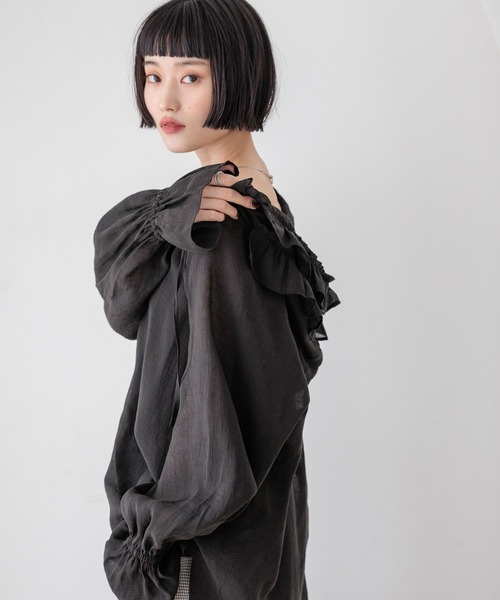 LOWRYS FARM（ローリーズファーム）の「フリルフードシャツ　579513（シャツ/ブラウス・レディース・ブラック/アイボリー/ホワイト系その他/ブラック系その他/その他8・FREE）」の16枚目の写真