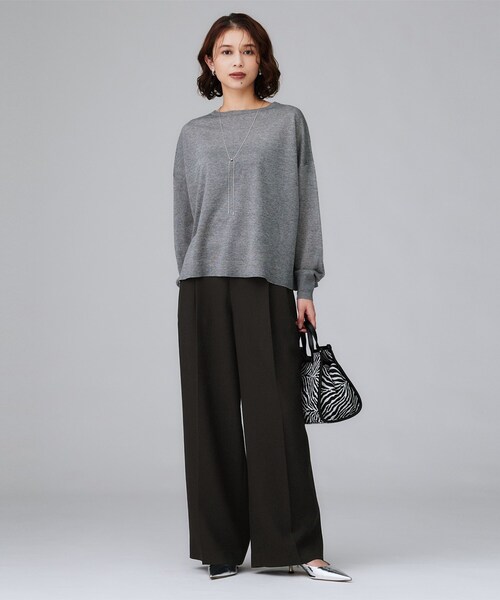 UNTITLED（アンタイトル）の「【セットアップ可/洗える】梳毛調合繊2タックワイドパンツ（その他パンツ・レディース・スミクロ/ライトベージュ・42/04/03/02/01/00/50/48/46/44）」の11枚目の写真