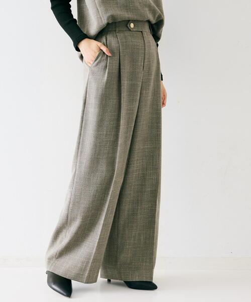 UNTITLED（アンタイトル）の「【セットアップ可/洗える】梳毛調合繊2タックワイドパンツ（その他パンツ・レディース・スミクロ/ライトベージュ・42/04/03/02/01/00/50/48/46/44）」の15枚目の写真