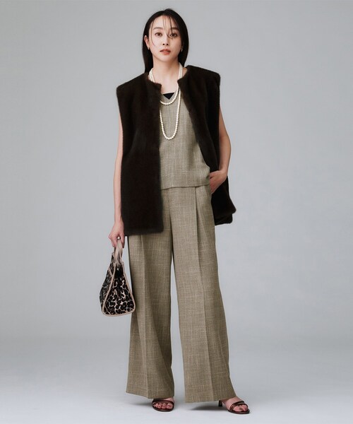 UNTITLED（アンタイトル）の「【セットアップ可/洗える】梳毛調合繊2タックワイドパンツ（その他パンツ・レディース・スミクロ/ライトベージュ・42/04/03/02/01/00/50/48/46/44）」の18枚目の写真