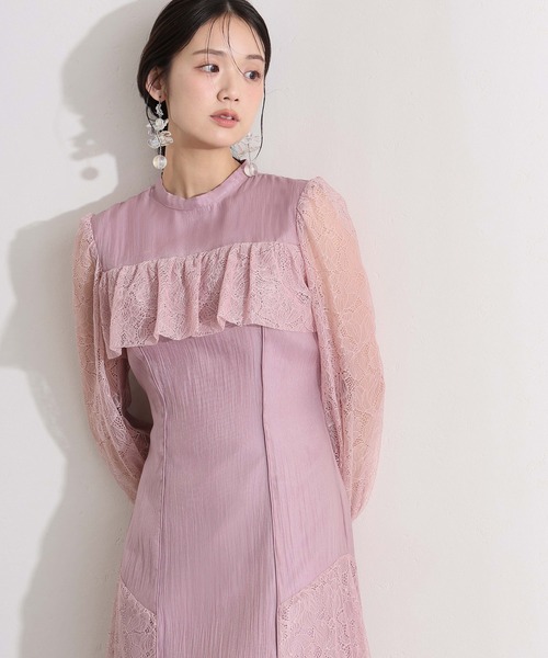 PourVous(プールヴー)の「ミモレ丈&袖あり フォーマル レース 切替クラシカルフリル フレア シルエットセレモニー 結婚式 二次会 パーティー ドレス オケージョンドレス 同窓会 成人式 お呼ばれ 謝恩会 20代 30代(ドレス・レディース・ブラック/チャコール/パープル系・S/M)」の13枚目の写真