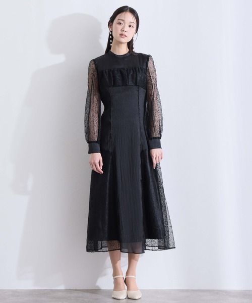 PourVous(プールヴー)の「ミモレ丈&袖あり フォーマル レース 切替クラシカルフリル フレア シルエットセレモニー 結婚式 二次会 パーティー ドレス オケージョンドレス 同窓会 成人式 お呼ばれ 謝恩会 20代 30代(ドレス・レディース・ブラック/チャコール/パープル系・S/M)」の22枚目の写真