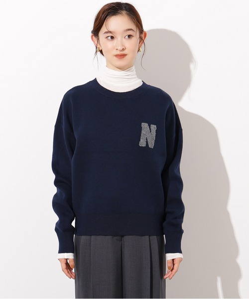 N.(N. Natural Beauty Basic)(エヌエヌナチュラルビューティーベーシック)の「スウェットライクロゴニット(ニット/セーター・レディース・ネイビー/ブルー/グレー・MEDIUM)」の19枚目の写真