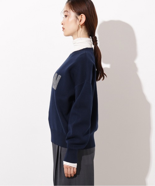 N.(N. Natural Beauty Basic)(エヌエヌナチュラルビューティーベーシック)の「スウェットライクロゴニット(ニット/セーター・レディース・ネイビー/ブルー/グレー・MEDIUM)」の20枚目の写真